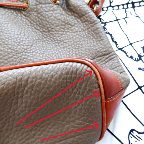 Vintage Dooney & Bourke Pebble Leather Drawstring Bucket Bag - Picture 12 of 13